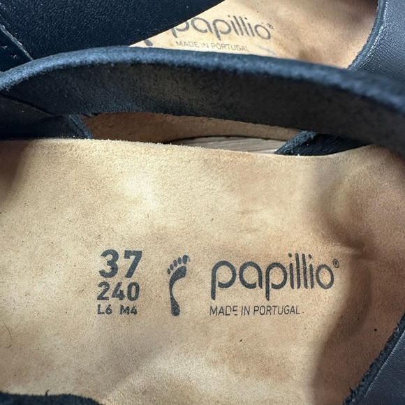 Birkenstock Papillio Mary Ring Buckle Black Leather wedge clogs Womens 6 EU 37 - Picture 11 of 13